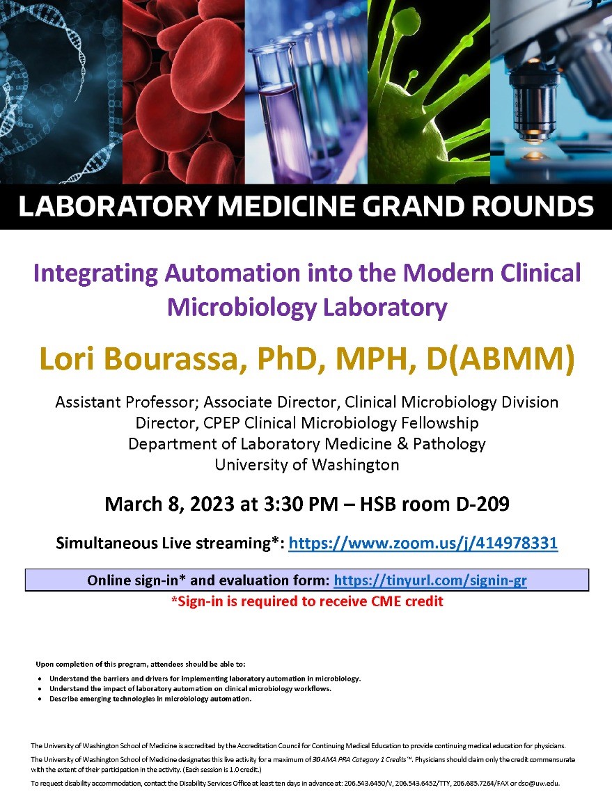 UW Seattle Campus Events LabMed Grand Rounds Lori Bourassa PhD MPH