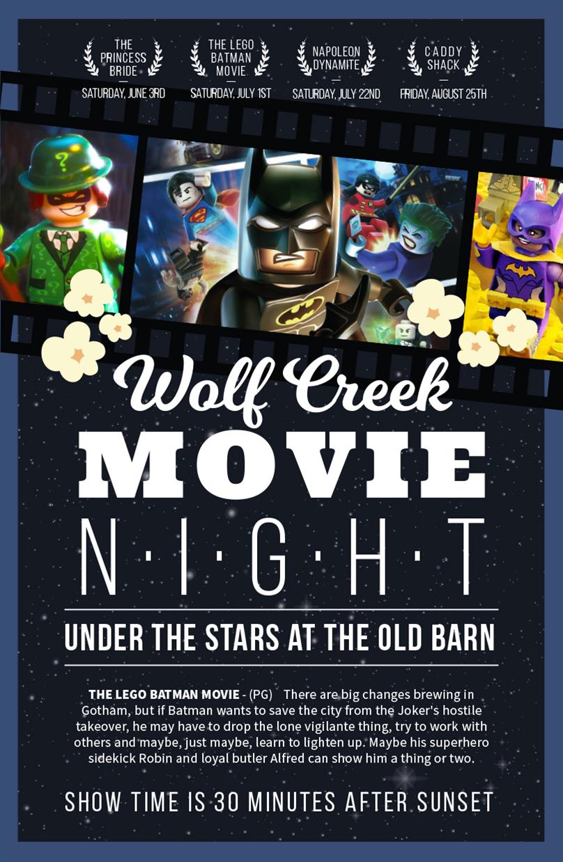 Wolf Creek Movie Night At The Old Barn Amphitheater The Lego