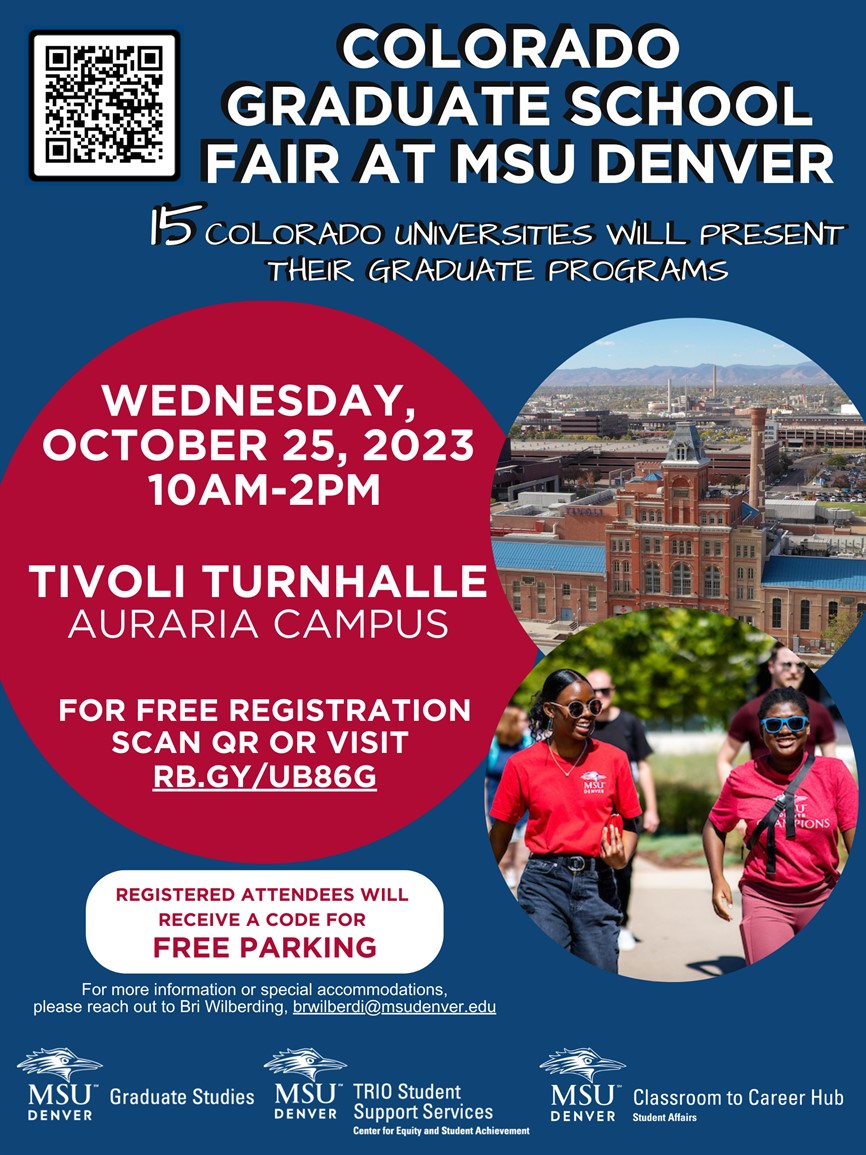 Colorado Graduate School Fair at MSU Denver, Wednesday, October 25